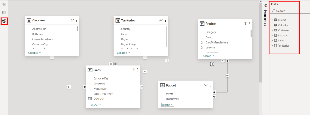 33 go to power bi model view