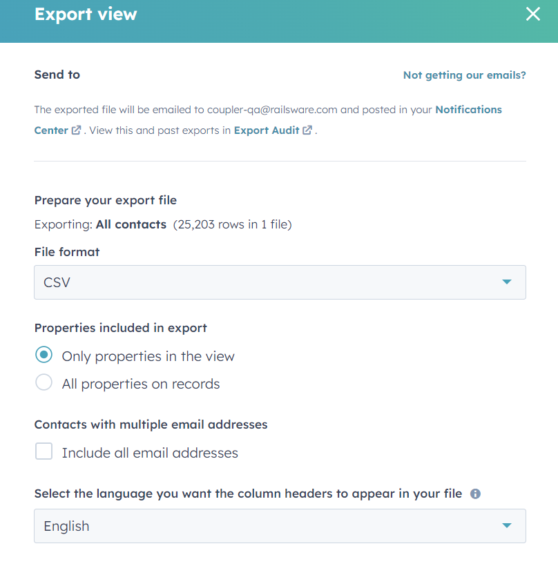 4.2.export hubspot contacts