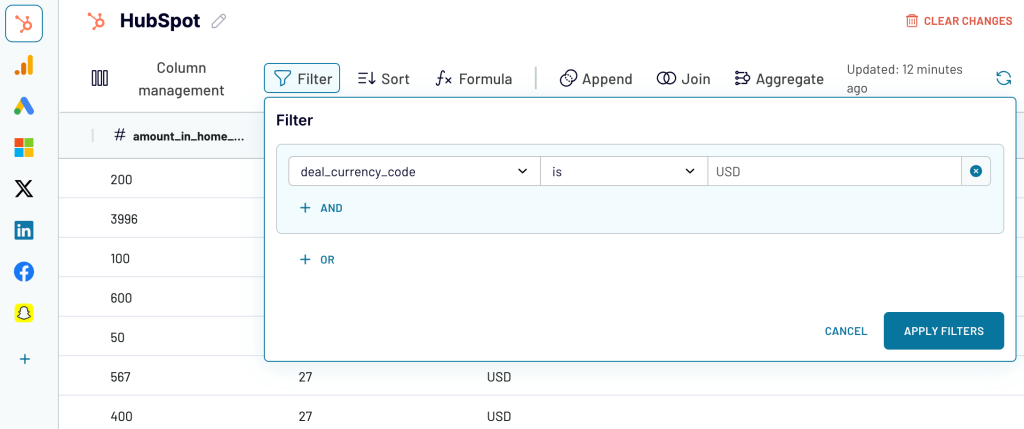 6. Filtering HubSpot data with Coupler.io