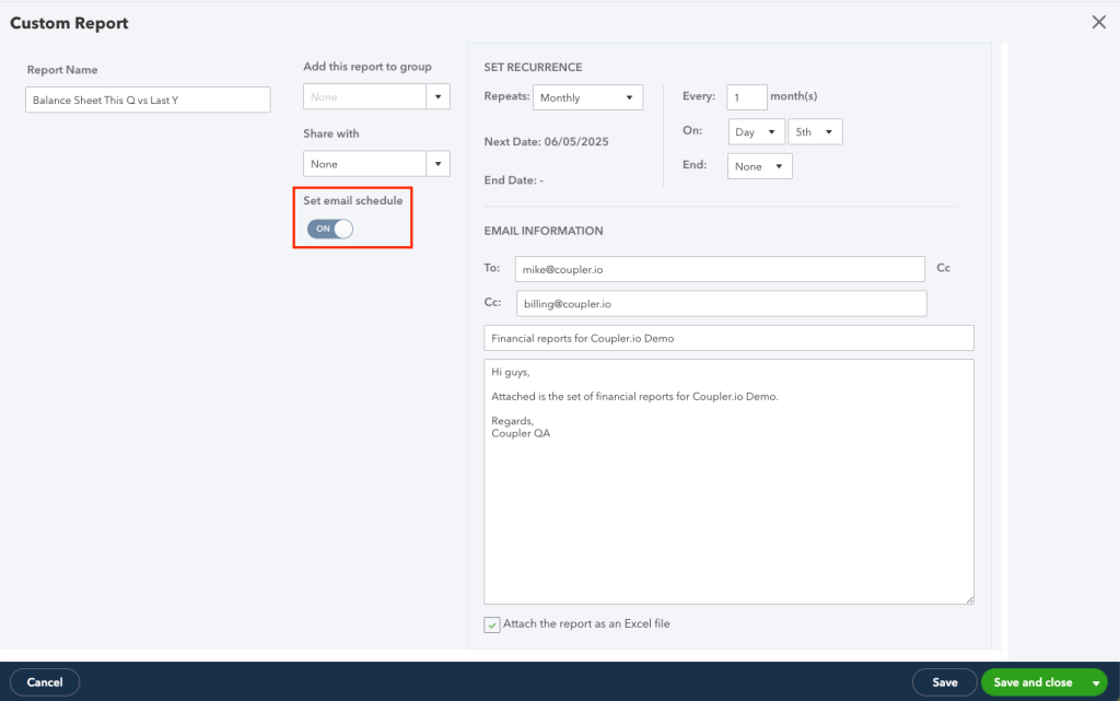8 quickbooks online reports send report on schedule