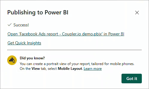 Figure 3.1. Publishing the report