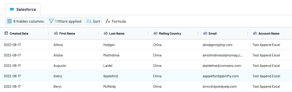 salesforce data export transform