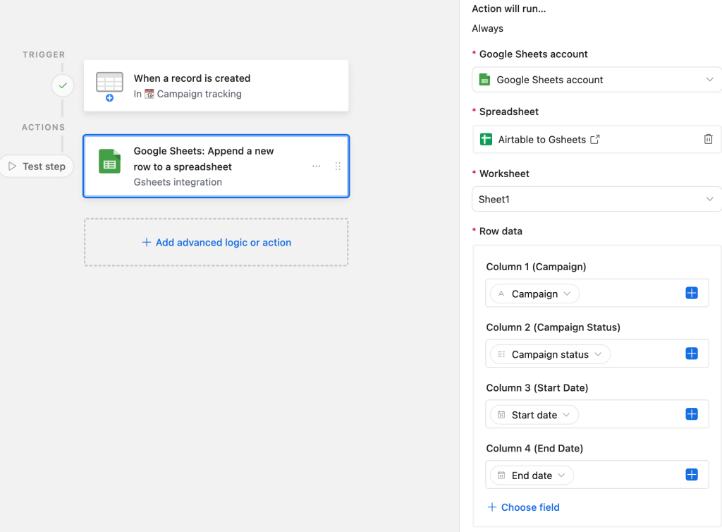 12 configure google sheets integration with airtable