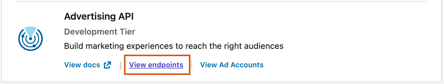 Puntos finales de la API de publicidad de LinkedIn 1