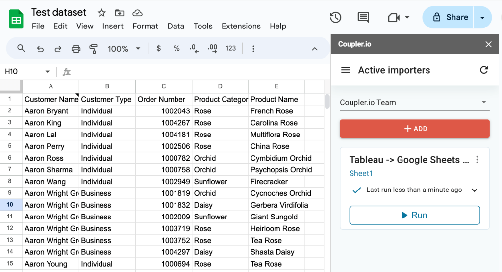 14. Tableau Google Sheets integration with an add on