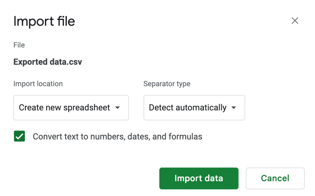 19. Import data into Google Sheets