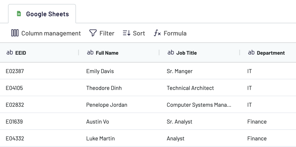 2 transform Google Sheets