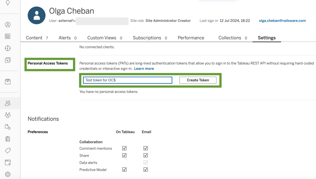 24. Where do I get my Tableau access token