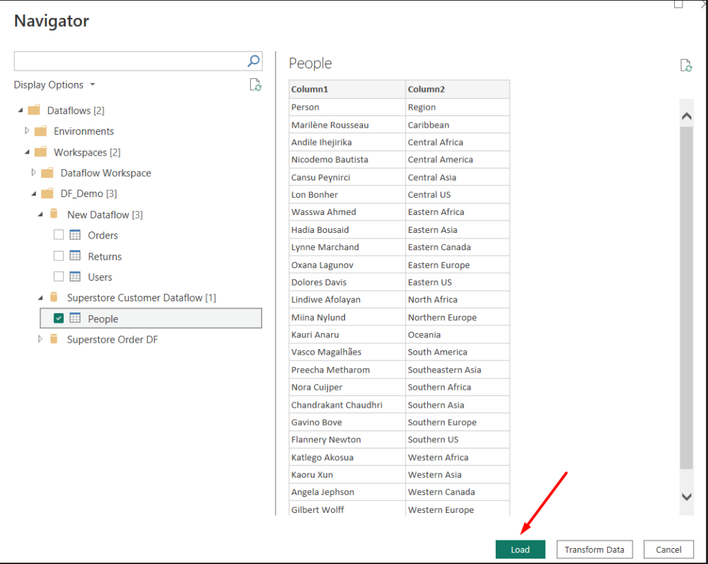30 load dataflows into powerbi report