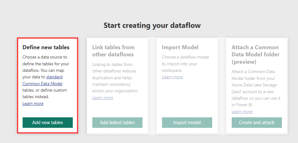 5 Define new tables