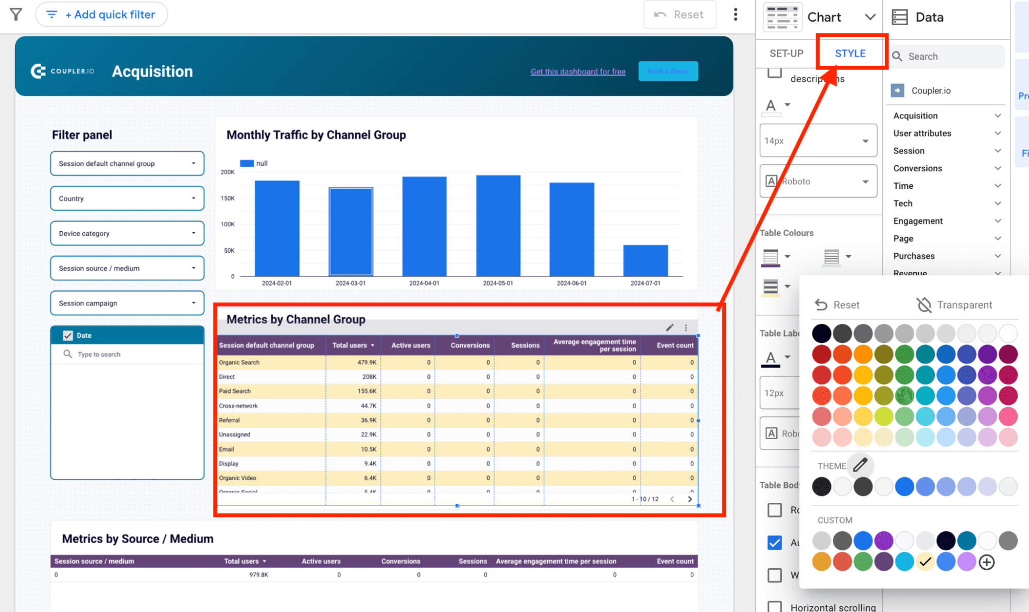 personalizar el informe de marca blanca de looker studio