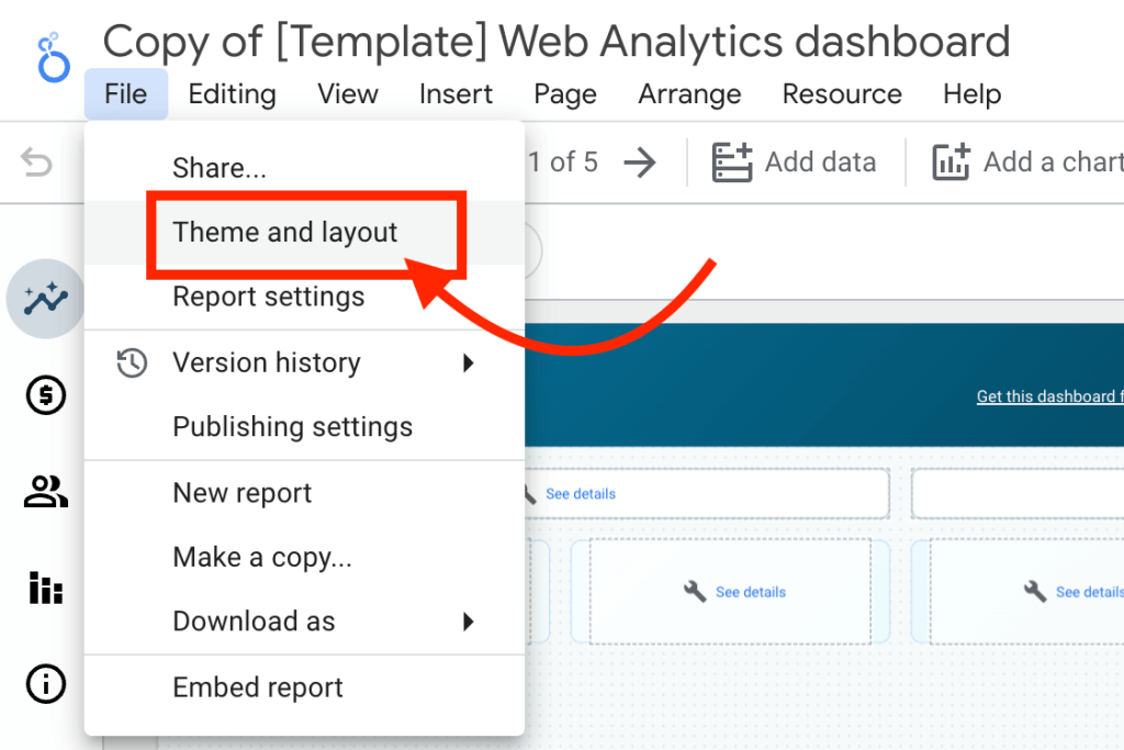 6 theme layout settings looker studio white label report