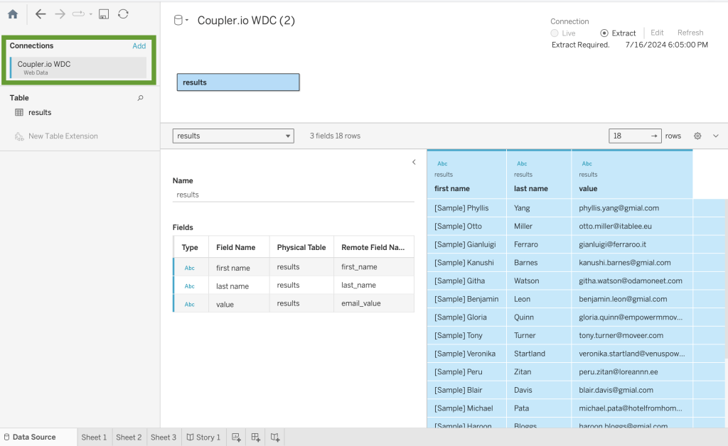 6. Google Sheet source in Tableau