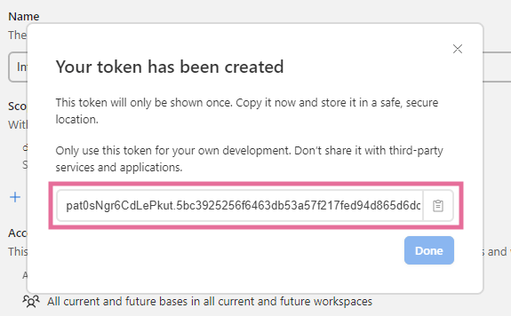 7 copy personal access token airtable