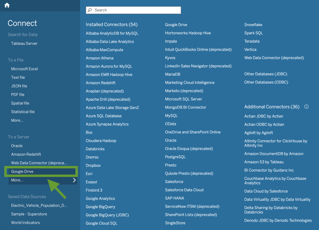 7. Connect Tableau to Google Sheets via Google Drive