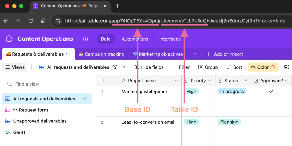 8 get base id table id from airtable