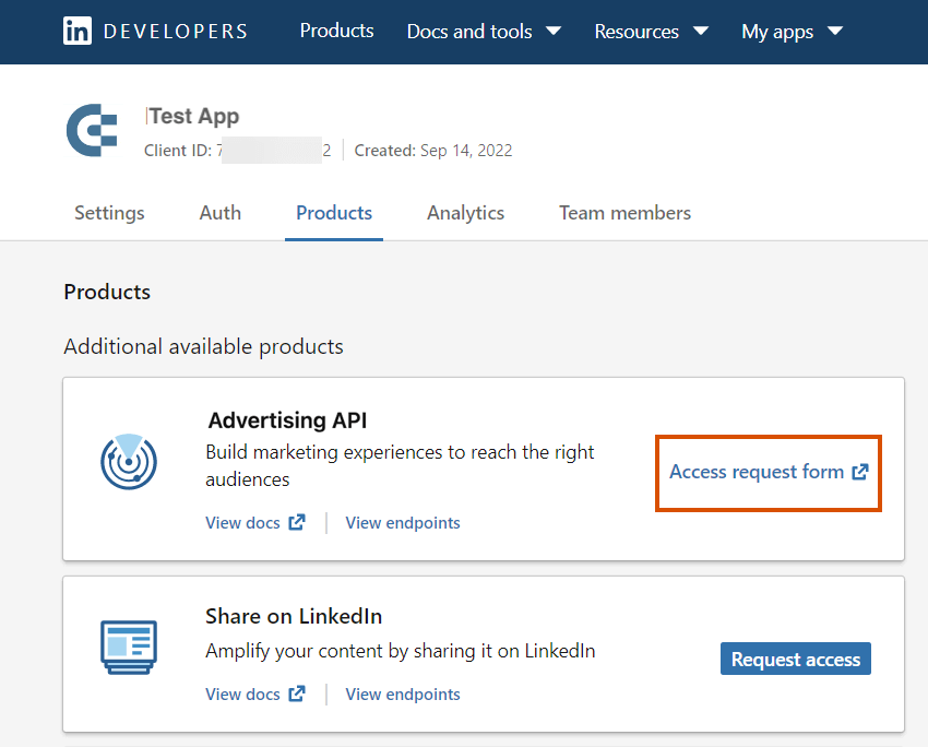8 linkedin app marketing developer platform request form link