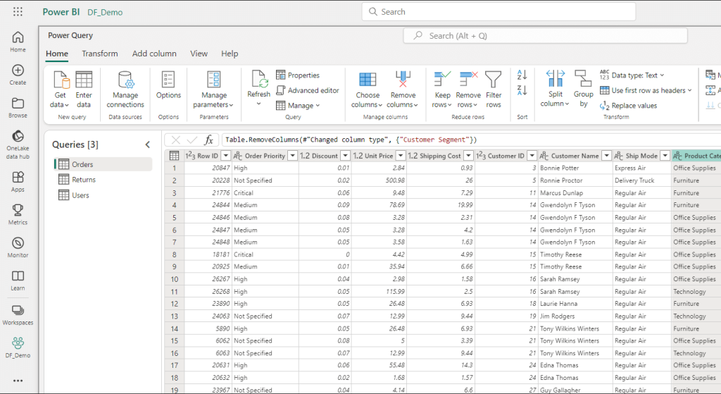 9 power bi dataflow tables