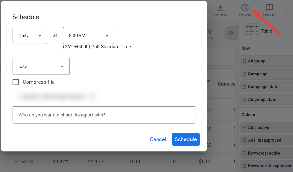 9 schedule the report