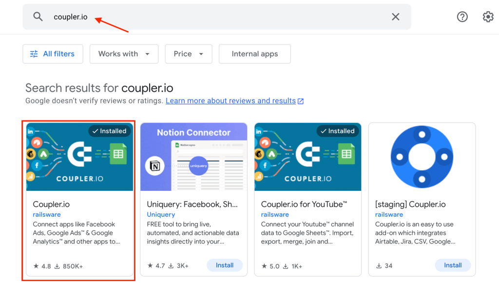googleapp workspace coupler.io