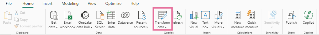 1 transform data in power bi