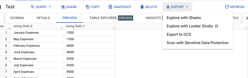 13 click export via sheets