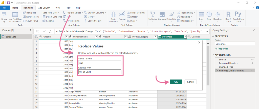 13 replace values power bi data transformation