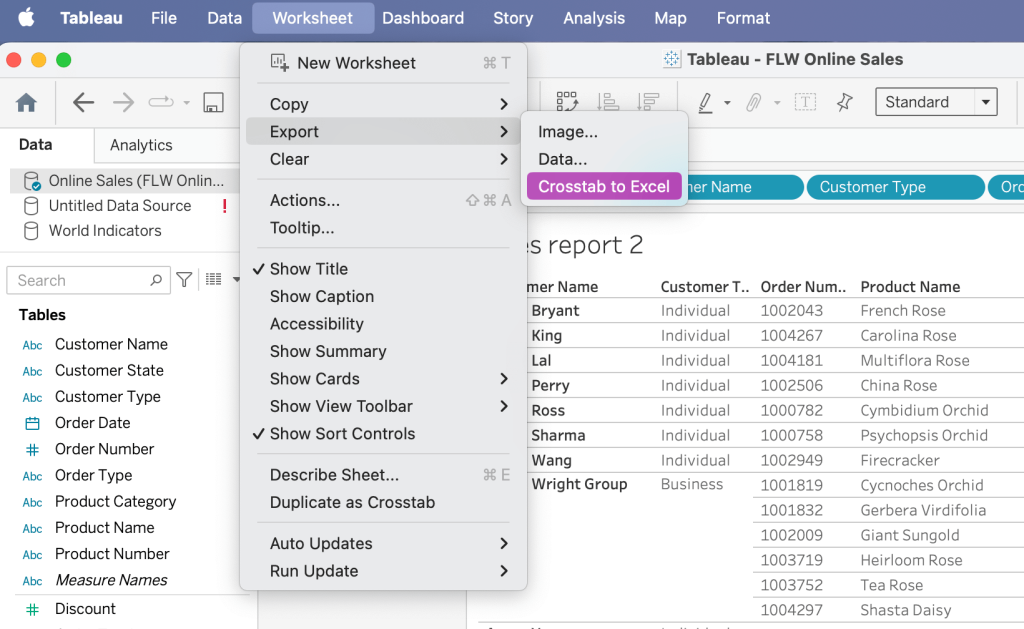 18. Export crosstab