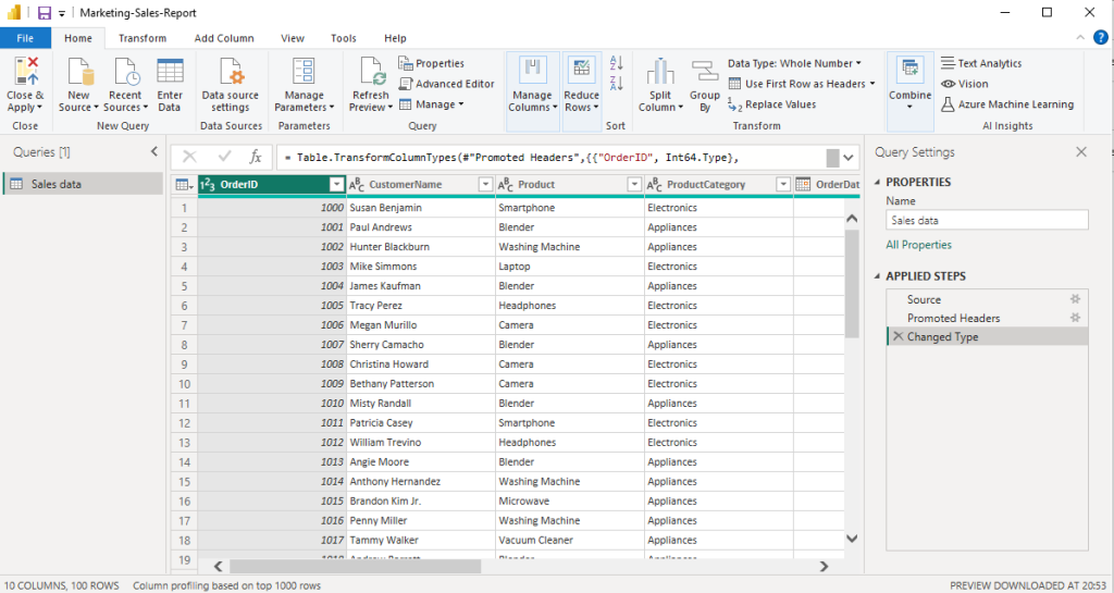 2 power query editor in power bi