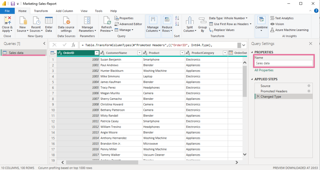 3 rename dataset in power bi