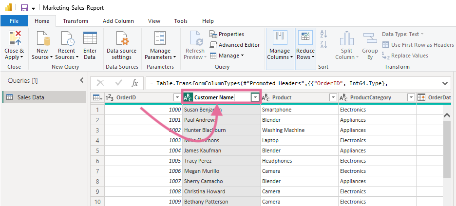 4 change column name in power bi
