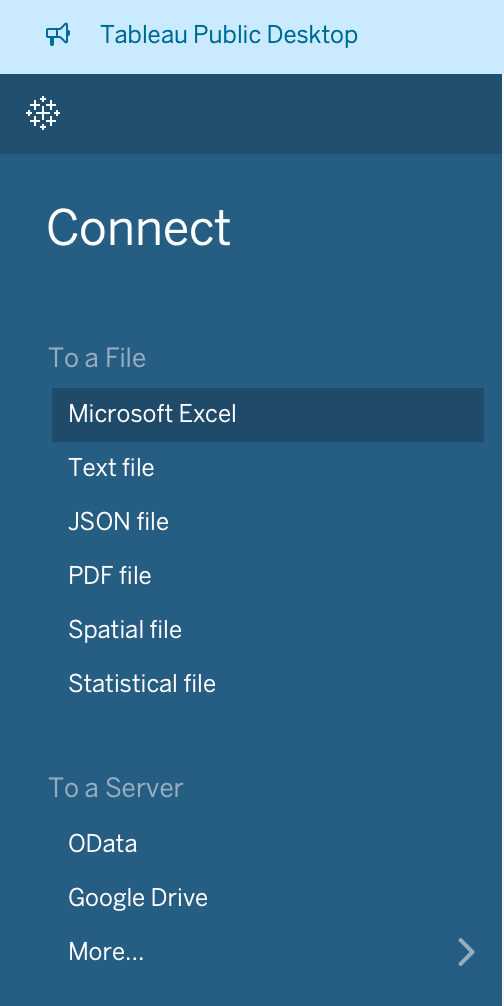 7. Excel Tableau connector