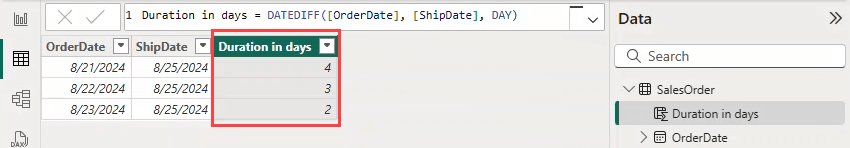 Figure 3.2. The DATEDIFF result(1)
