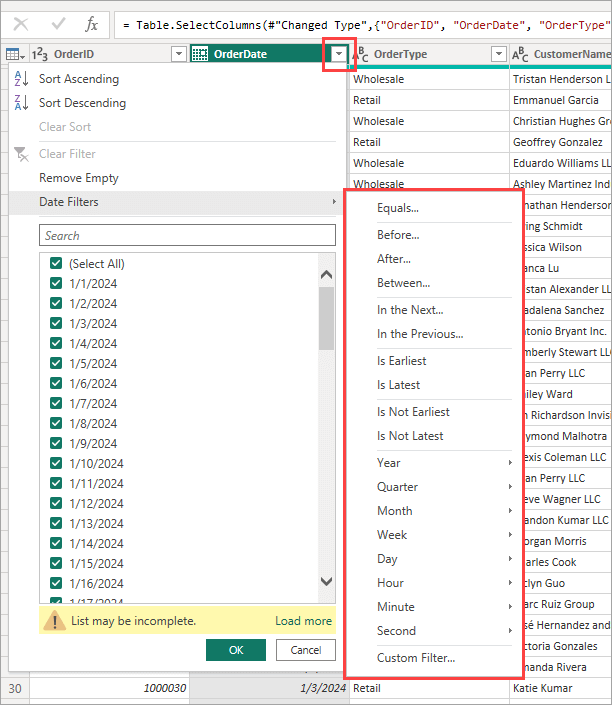Figure 3.3. Filtering rows