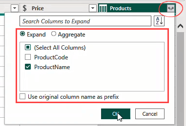 Figure 3.7. Expanding the merged table