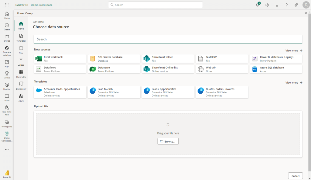 Figure 5.1. Power Query in Power BI Service Get data