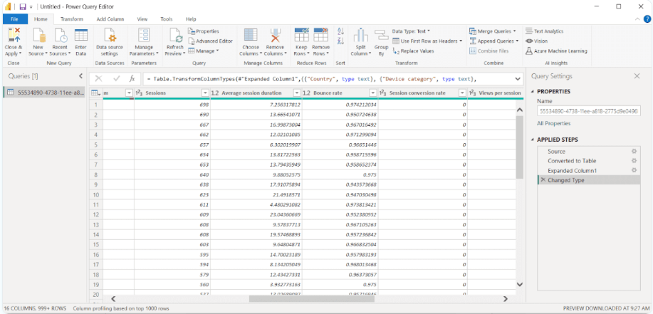 preview data in power bi