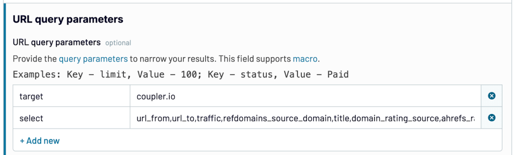 12 query parameters
