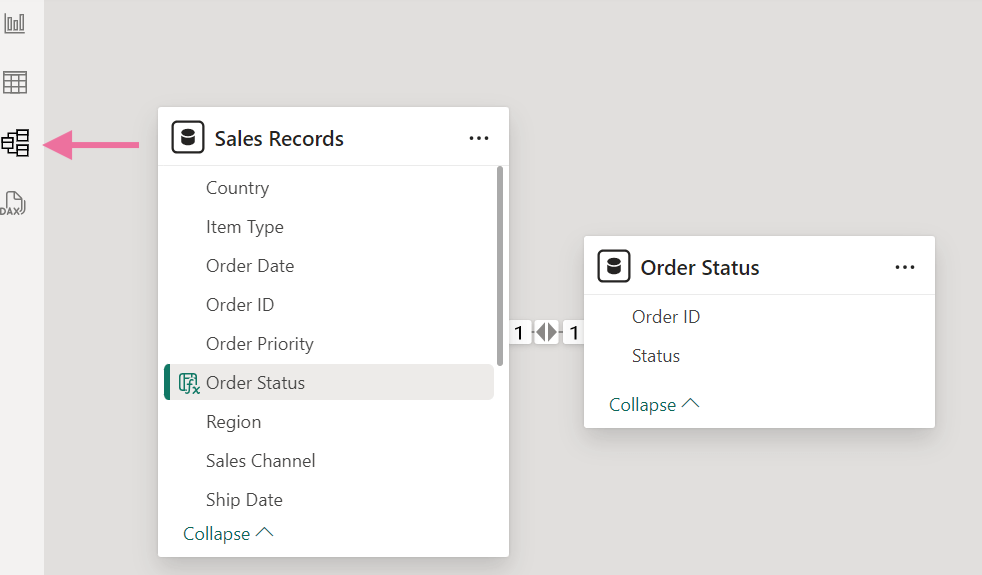 2 table relations in power bi