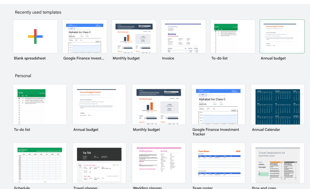 21 list of google sheet templates