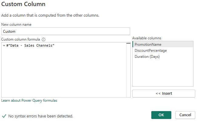 36 custom column dialog box