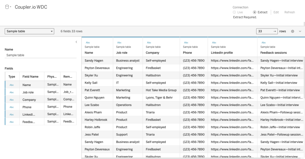 step 7 of coupler.io method for connecting airtable to tableau