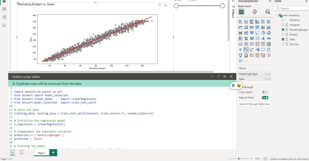 Figure 6.3. The Python visual and script