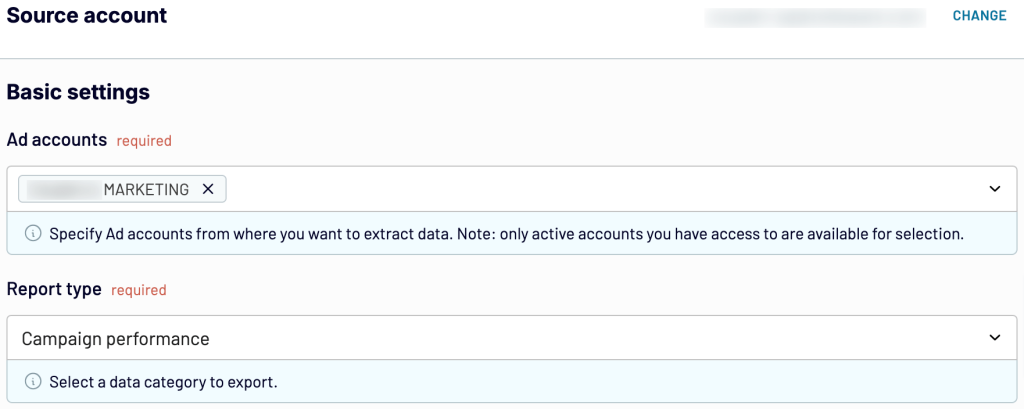 1. Google Ads source account basic settings with Coupler.io