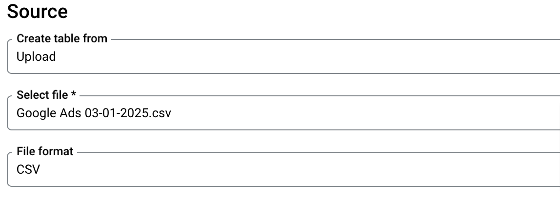 10. Uploading the Google Ads report to BigQuery