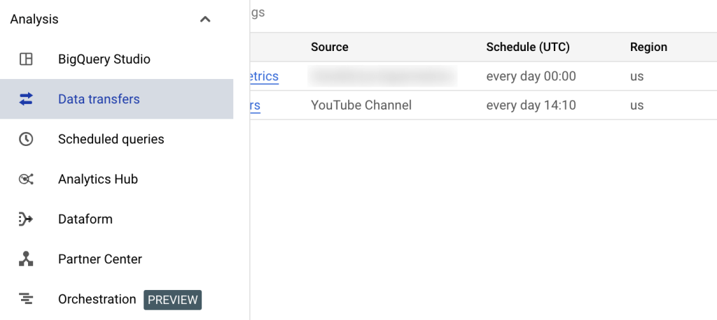 12. Navigating to Data Transfers in BigQuery Console.png