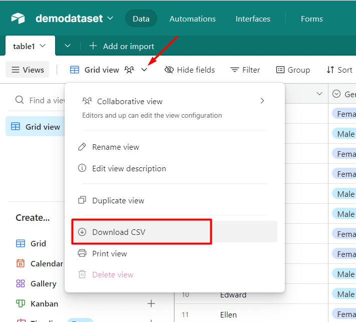 descargar csv