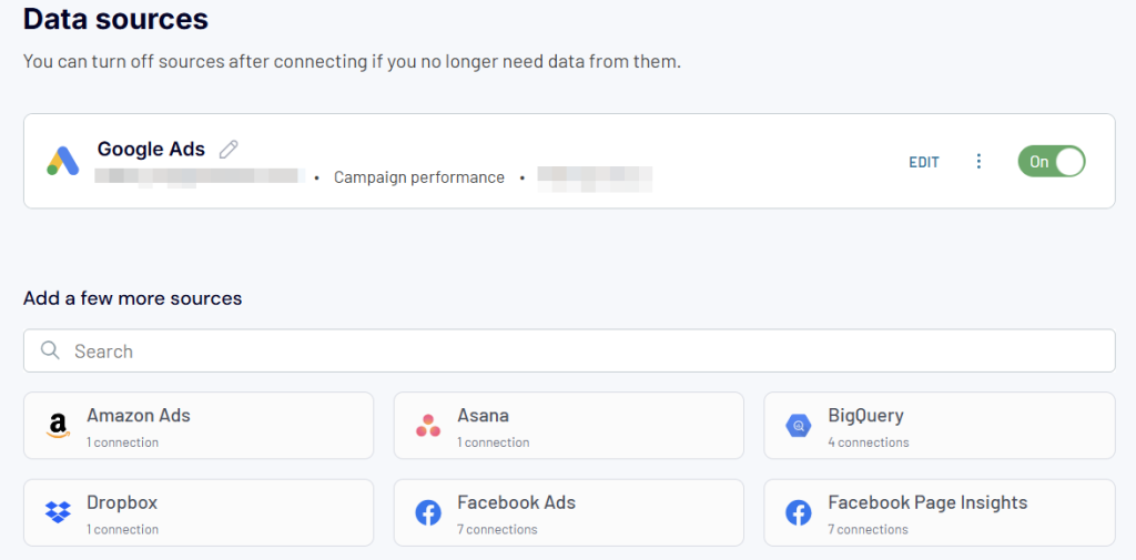 2. Adding one more Google Ads source for reporting with Coupler.io