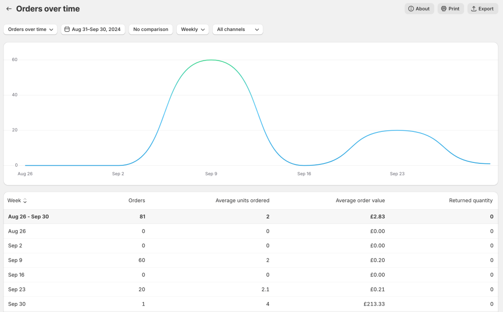 5 shopify report example