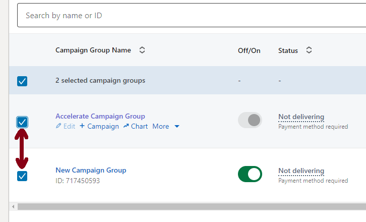 7 Campaign selection in LI Ads manager